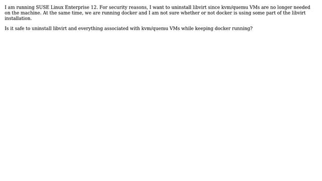 Remove libvirt with docker running on same machine смотреть онлайн