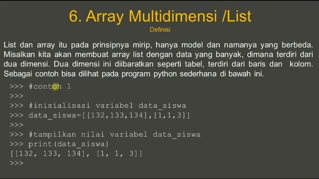 Algoritma Pemrograman Lanjut : Modul 5 Array Multidimensi (List) смотреть онлайн