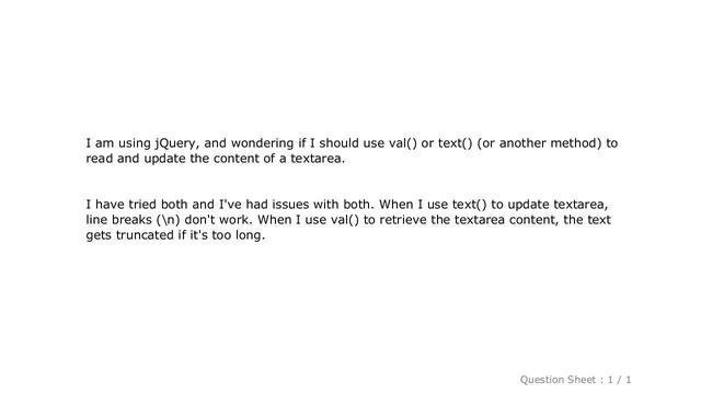 jQuery : val() vs. text() for textarea смотреть онлайн
