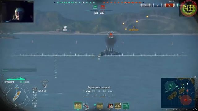 World of Warships 'Эсминец #Vampire #Обзор смотреть онлайн