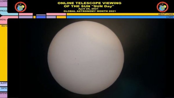 "SUN Day" Online Telescope Viewing of the SUN April 25, 2021