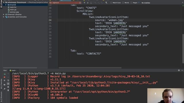 Using Python/Kivy to Mimic Popular Mobile Apps - WhatsApp смотреть онлайн
