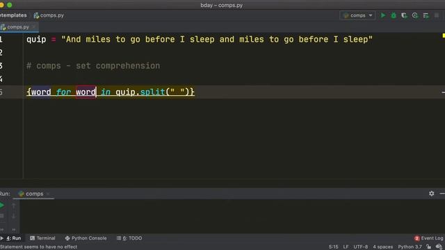 PyCharm Tips & Tricks #21: Type 'comps' for set comprehension live template смотреть онлайн