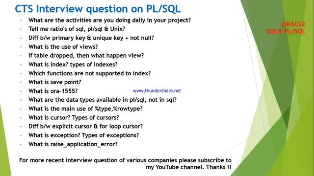 CTS interview questions on Oracle SQL and PLSQL смотреть онлайн