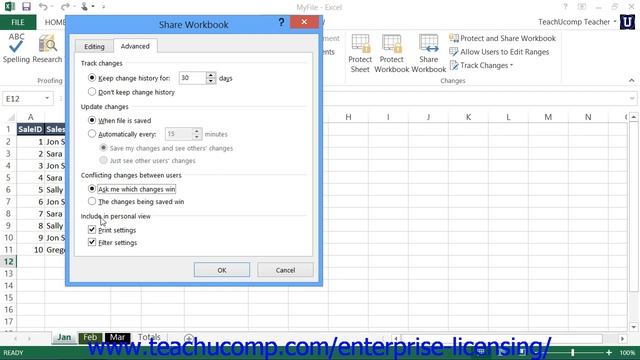 Microsoft Office Excel Tutorial 2013 Sharing Workbooks 16.1 Employee Group Training смотреть онлайн