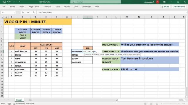 Vlookup Formula in 1 Minute in Excel in Tamil | Excel 2016 | 2 Minute Clips | Excel2grow смотреть онлайн