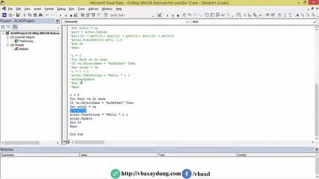 VBA Autocad_Bài 12_Hiệu chỉnh đối tượng (phần 2) смотреть онлайн