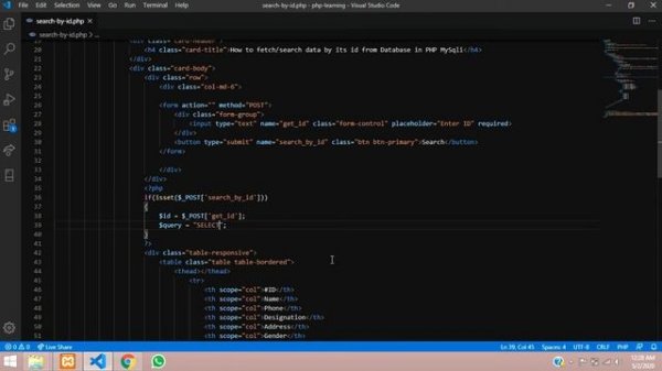 How to fetch/search data by id from database in php mysqli in hindi