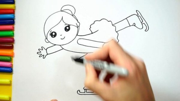 How to draw a figure skater for children/Как нарисовать фигуристку для детей