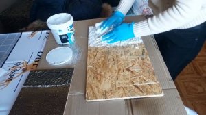 Покрытие на OSB  плиту. Текстурная шпаклевка. Дизайнерский эксперимент.