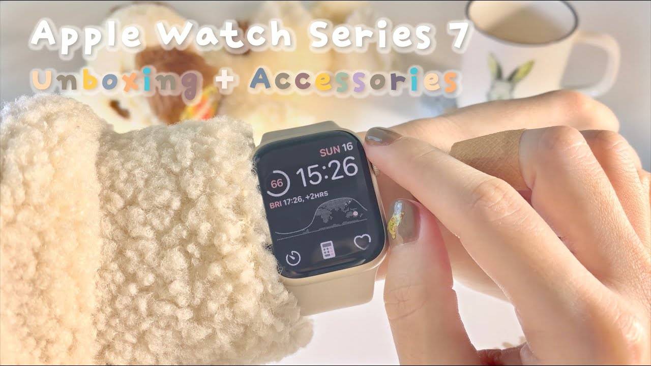 🦢 Apple Watch Series 7 Starlight✨ 41mm Unboxing + Accessories