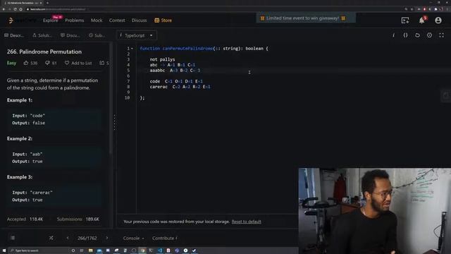 Palindrome Permutation | Facebook Question | LeetCode 266 смотреть онлайн