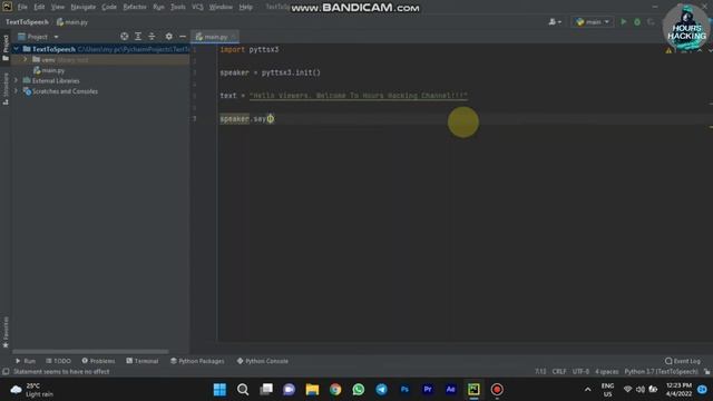 How To Make Python Talk | Python | PyCharm | HD | Hours Hacking смотреть онлайн