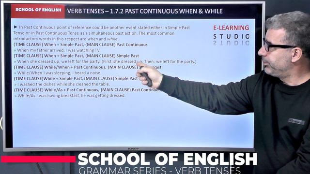 ENGLISH GRAMMAR TUTORIAL - TENSES 16 - PAST CONTINUOUS WHEN & WHILE смотреть онлайн