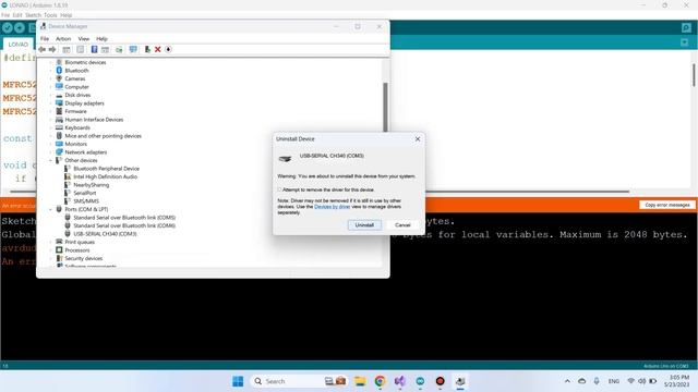 Ardude: Ser_open():  Can't Set Com-state For 