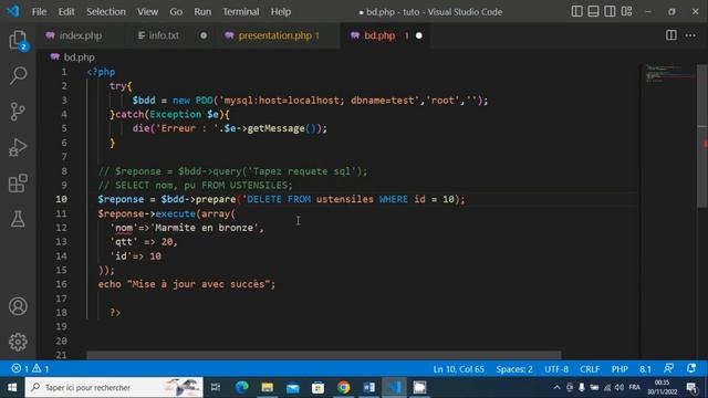 Opérations CRUD avec php: Episode 15 : DELETE: supprimer des données смотреть онлайн