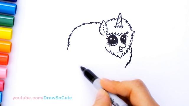 How to Draw + Color Pink Fluffy Unicorn Dancing on Rainbow step by step смотреть онлайн