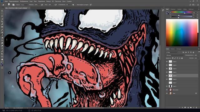 Веном. Рисую ФанАрт Venom. #6 Inktober - Слюнявый