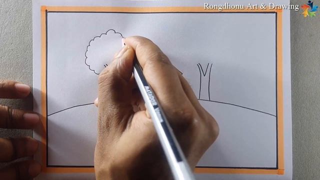 How to draw a Scenery ?Easy to Draw ? Pencil Drawing Tutorial ?Bangla Voice смотреть онлайн