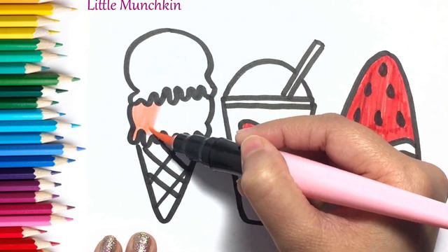 Bolalar uchun qaymoq rasm chizish/Drawing Watermelon ice cream for children/Рисование для детей смотреть онлайн