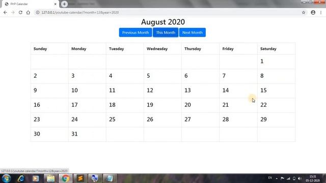 Simple Calendar in PHP смотреть онлайн