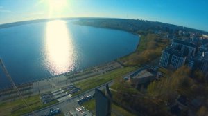 Ижевский пруд и Монумент Дружбы Народов с высоты птичьего полёта.
