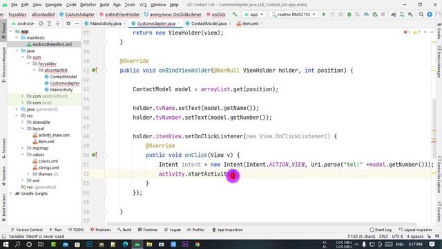 Contact list How to add OnClickListener || How to add OnClick Listener to Contact list смотреть онлайн