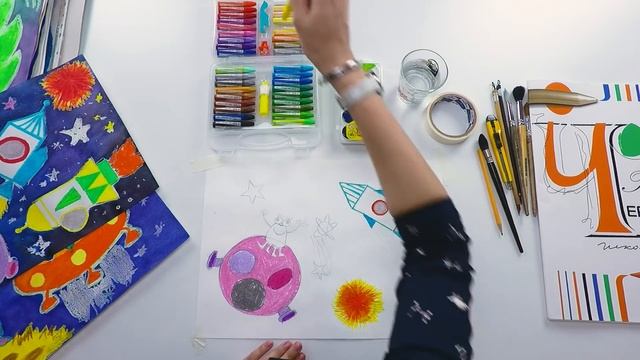 Урок №3. Рисую инопланетян и космос масляной пастелью смотреть онлайн