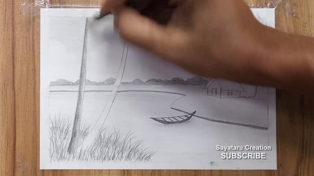 How to draw village scenery with pencil step by step, Pencil drawing for beginners смотреть онлайн