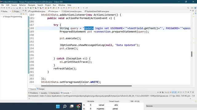 How to Update or Edit Data on the JTable with SQLite Database in Java Eclipse - Bisaya Programming смотреть онлайн