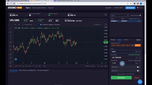 Пробой наклонного уровня. Вход мультиордерами /EXMO Margin смотреть онлайн