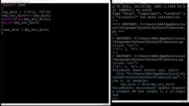 Python ValueError: dictionary update sequence element #0 has length 1; 2 is required смотреть онлайн