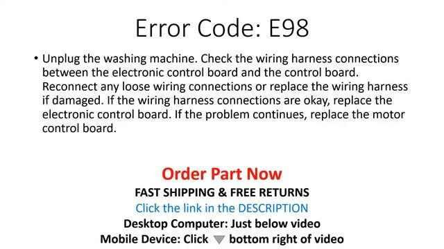 E98 Error Code SOLVED!!! Frigidaire Front Load Washer Washing Machine смотреть онлайн