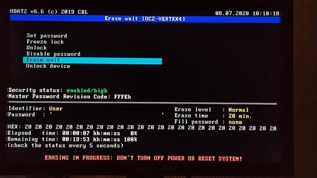 Fast SSD (HDD) Secure Erase HDAT2 (DOS PXE CSM AHCI)