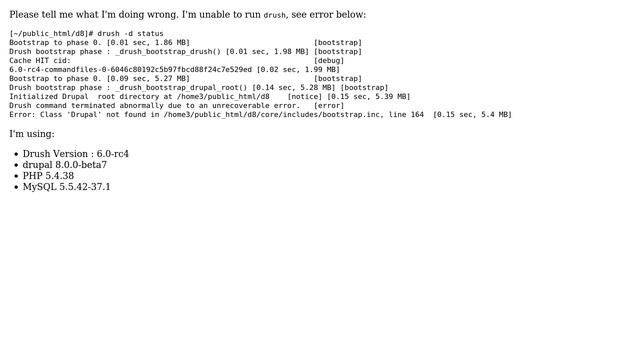 Drupal: Error: Class 'Drupal' not found in bootstrap.inc смотреть онлайн