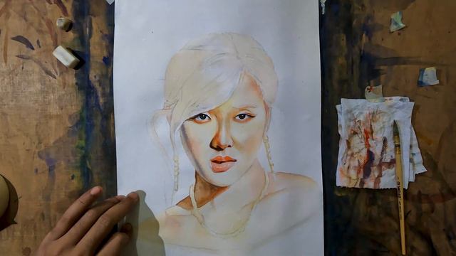 ROSE,blackpink. How to use Watercolors .watercolor portrait. Figure painting . Female figure study смотреть онлайн