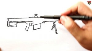 How to draw a Sniper rifle Barrett M82