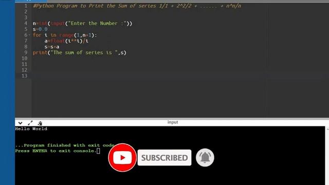 Python Program to Print Sum of series 1/1+2^2/2+....+N^N/N || Tamil смотреть онлайн