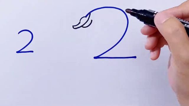 How to draw a Goose from number "2" смотреть онлайн