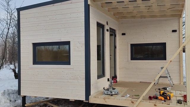 Каркасный дом из двух собранных на производстве модулей. смотреть онлайн