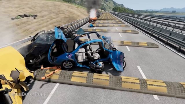 Cars Vs 100 Speed Bumps #6 – BeamNG Drive | CrashBoomPunk