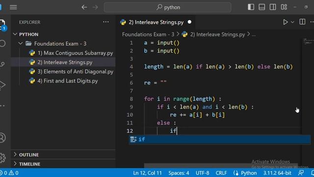 Interleave Strings | Foundations Exam - 3 | Python | CCBP 4.0 смотреть онлайн
