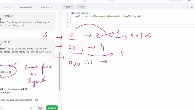 [LEETCODE][JAVA] 2609. Find the Longest Balanced Substring of a Binary String смотреть онлайн