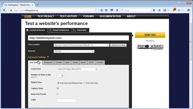 Урок 1. Обзор сервиса Webpagetest. Инструкция