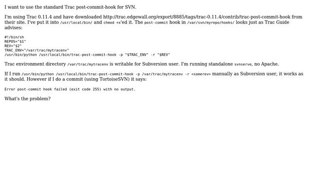 Trac + SVN: Why post commit hook doesn't work? (3 Solutions!!) смотреть онлайн