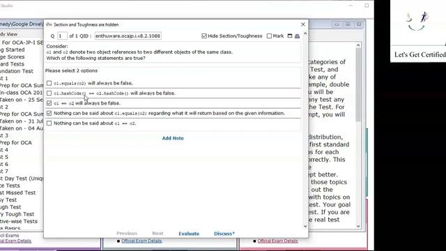 The hashcode contract explained. (enthuware.ocajp.i.v8.2.1088) смотреть онлайн