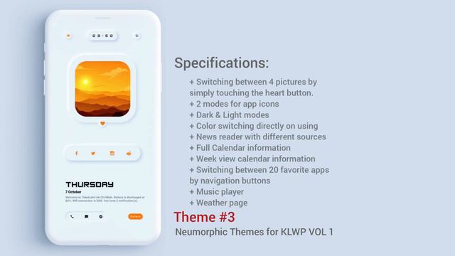 💥💥💥[Give Away codes][KLWP Theme][Android] Neumorphic Themes for KLWP Vol1 смотреть онлайн