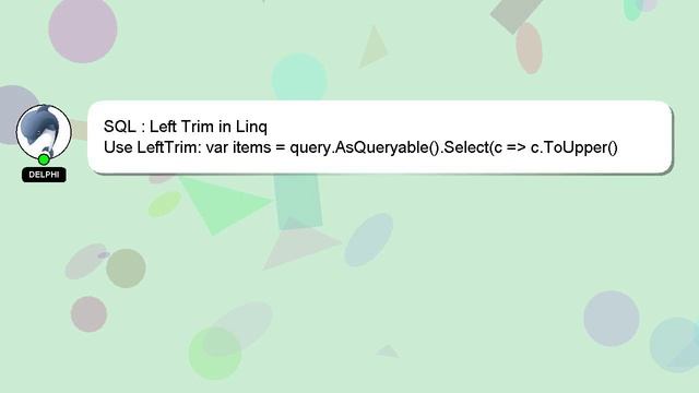 SQL : Left Trim in Linq смотреть онлайн