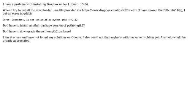 Ubuntu: How do I install the Dropbox Client in Lubuntu 15.04? смотреть онлайн