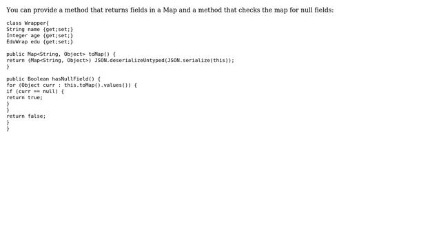 Salesforce: How to check for null values for all variables of a custom apex wrapper? смотреть онлайн
